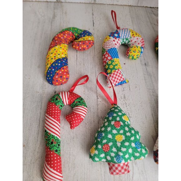 Candy cane plush Patchwork ornament Xmas set - Picture 2 of 4